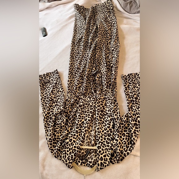 SOMETHING NAVY Brown Leopard Print Swim Coverup Robe Kimono Wrap - Picture 5 of 14